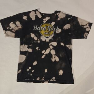 Hard Rock Cafe San Antonio Tie Dye Black and Cream T-Shirt